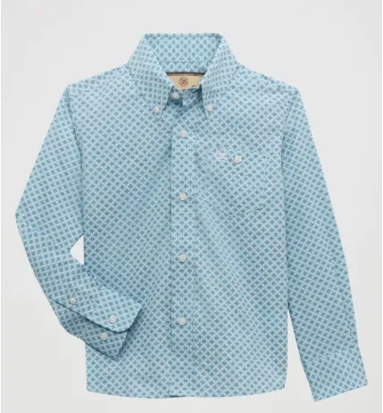 112356521-WRANGLER CLASSIC TURQUOISE PRINT - KIDS BOYS SHIRT