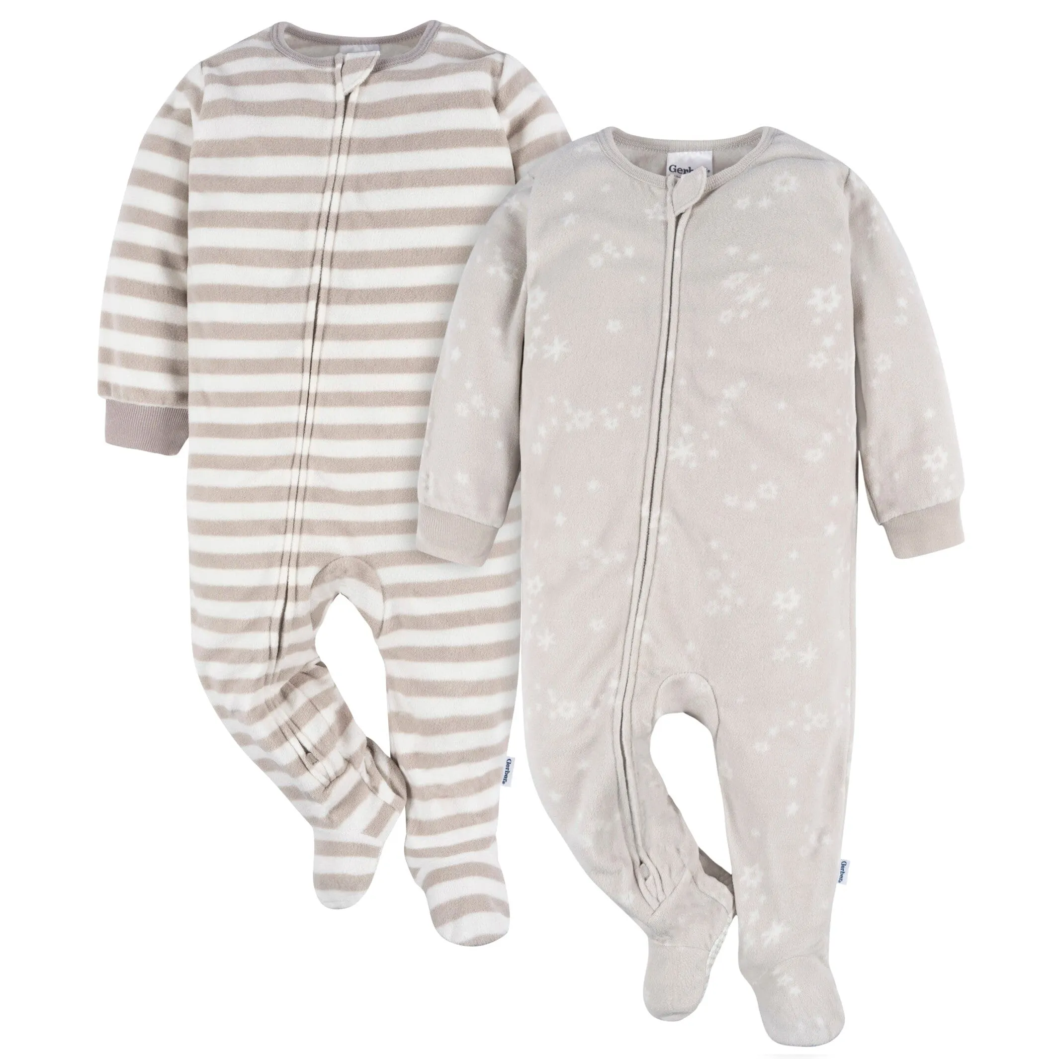 2-Pack Baby & Toddler Neutral Stars Fleece Pajamas