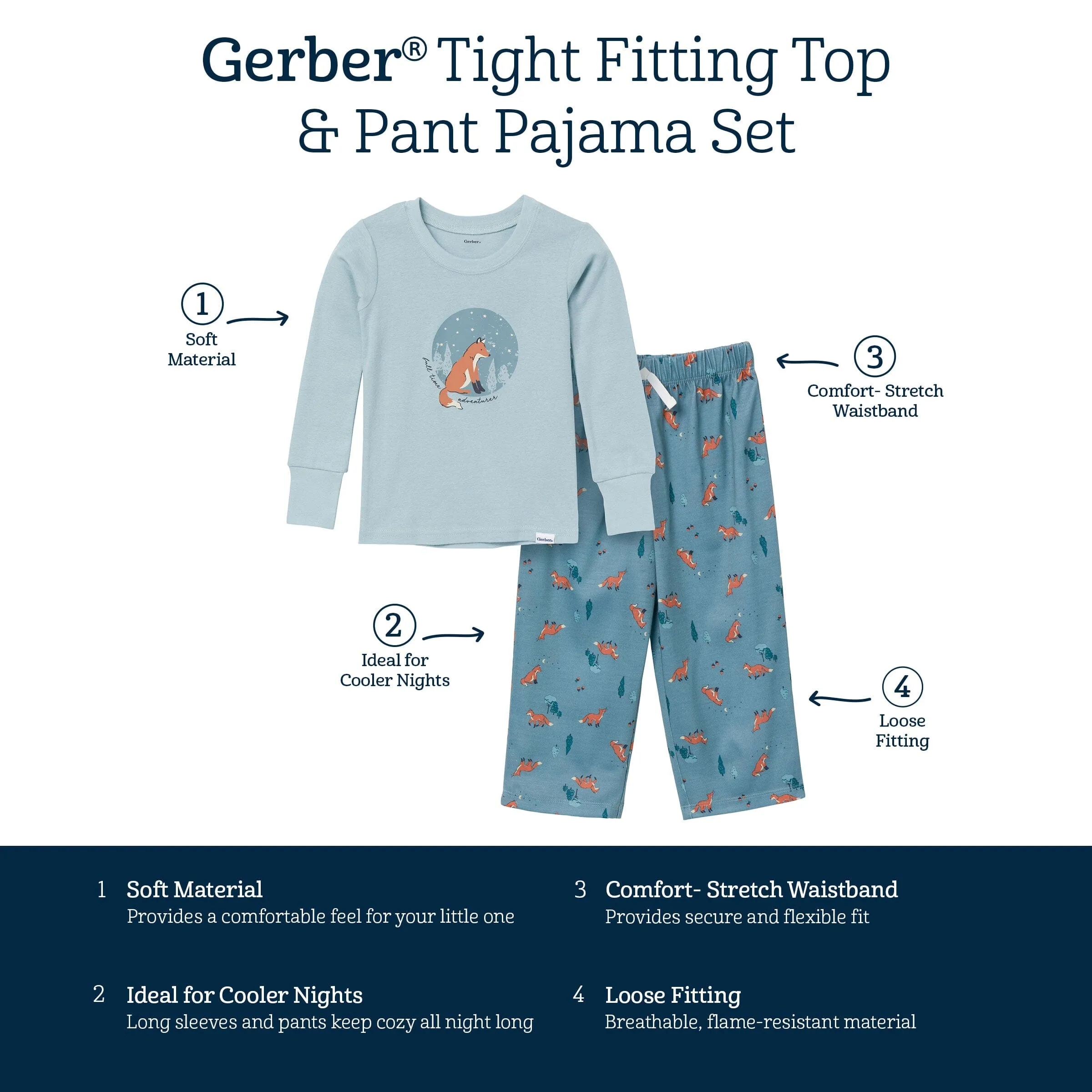 2-Piece Infant & Toddler Boys Fox Pajama Set