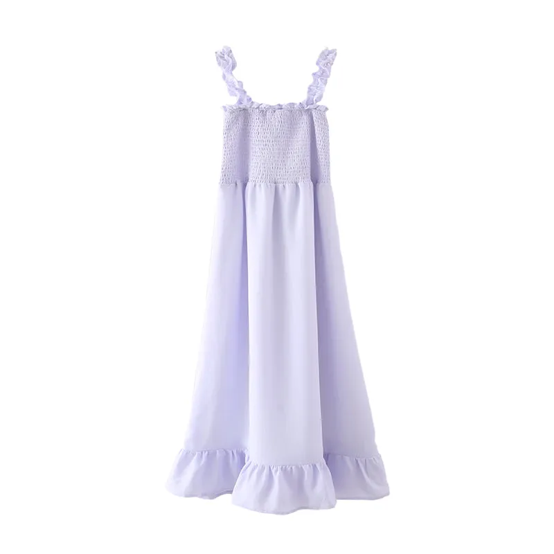 Alaya Lavender Smocked Tiered Hem Dress