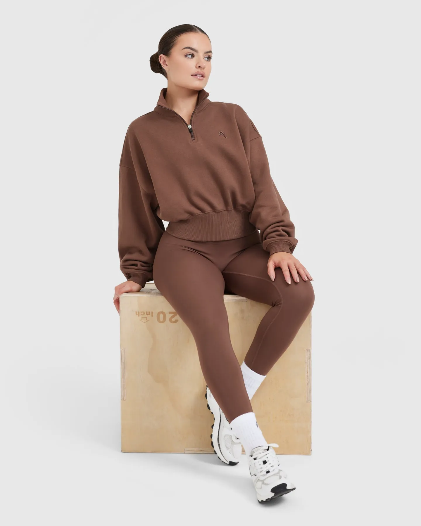 All Day Crop 1/4 Zip Sweatshirt | Chestnut