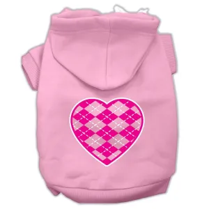 Argyle Heart Pink Screen Print Pet Hoodies Light Pink Size Sm (10)