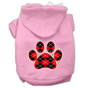 Argyle Paw Red Screen Print Pet Hoodies Light Pink Size XXL (18)