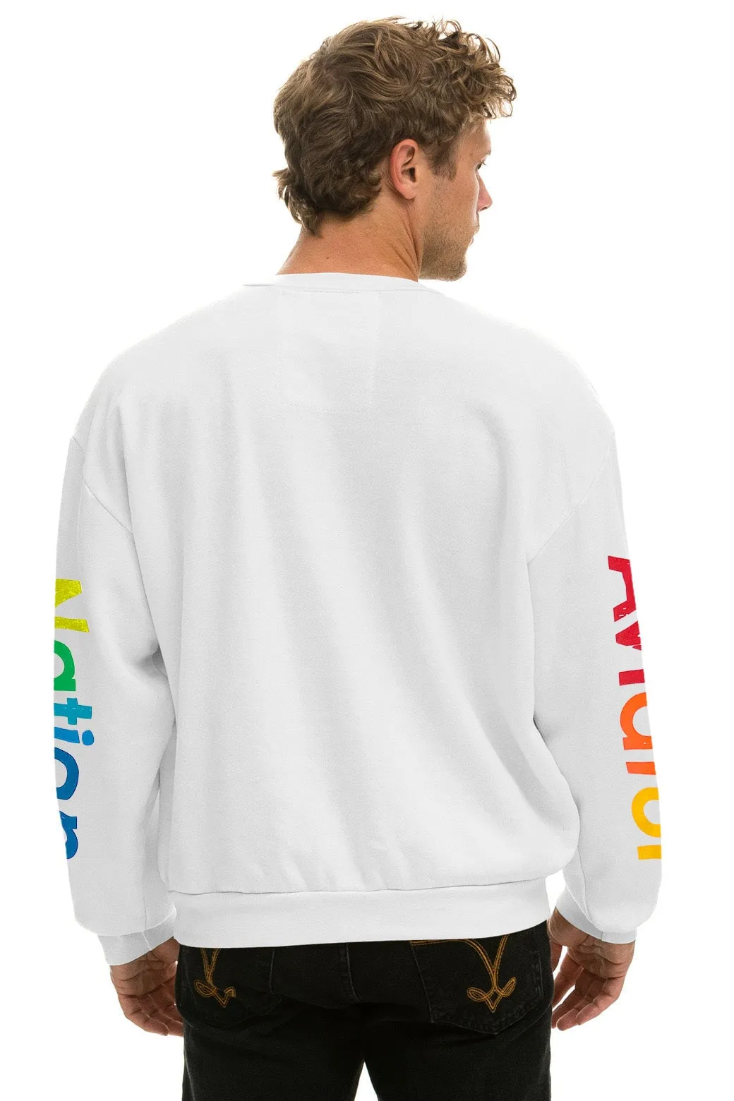 AVIATOR NATION RELAXED CREW SWEATSHIRT - WHITE