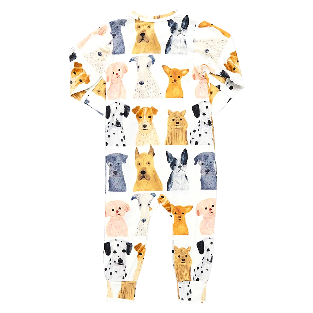 Baby Bamboo Romper - Watercolor Dogs