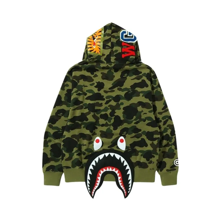 BAPE 1st Camo Shark Relaxed Fit Fullover 'Green' Hoodie, Green