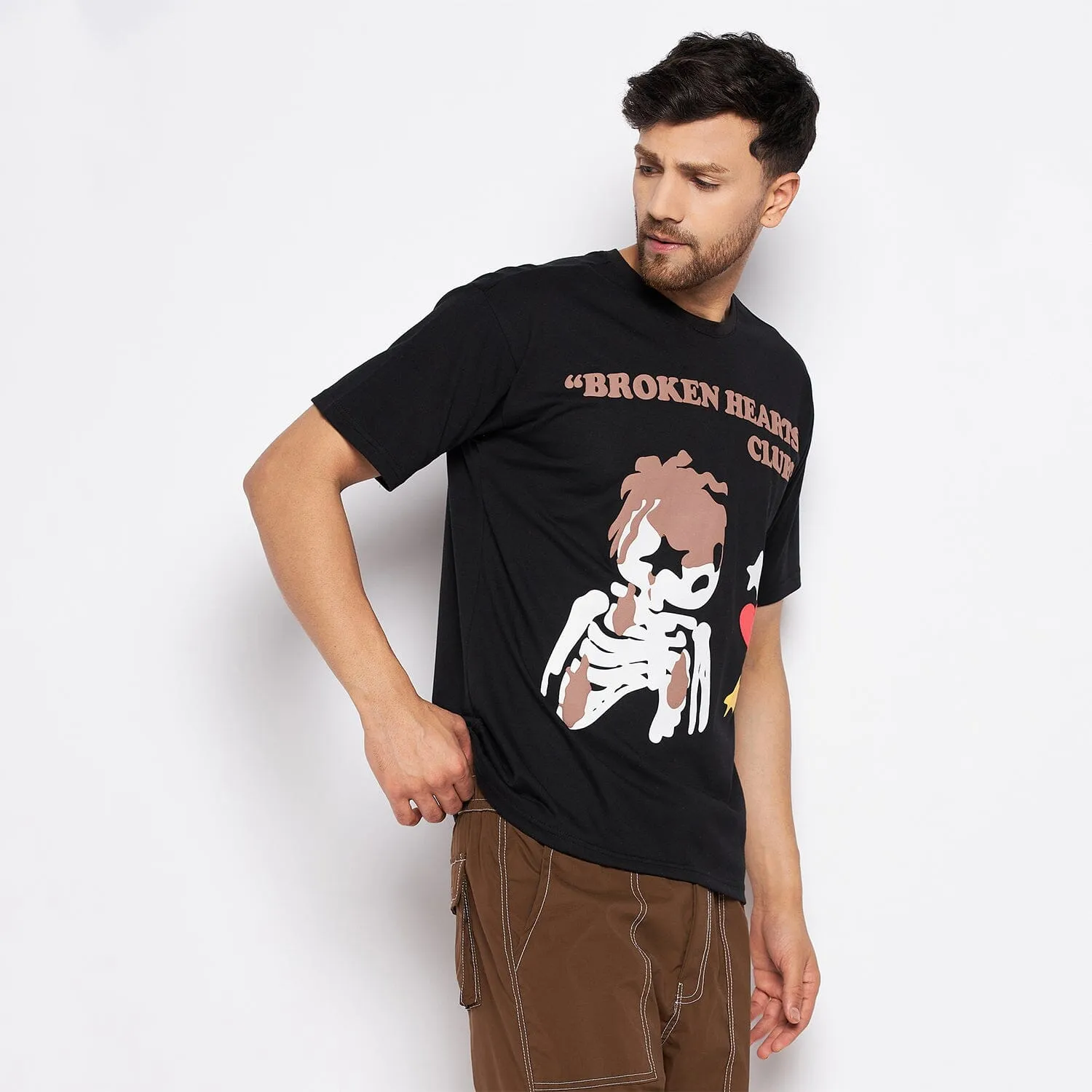 Black Broken Hearts graphic Oversized  tee