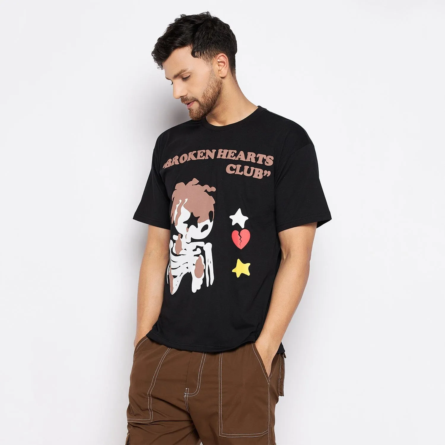 Black Broken Hearts graphic Oversized  tee