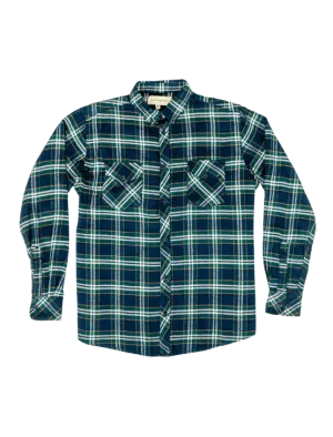 Blue-Green Plaid Flannel Button-Up