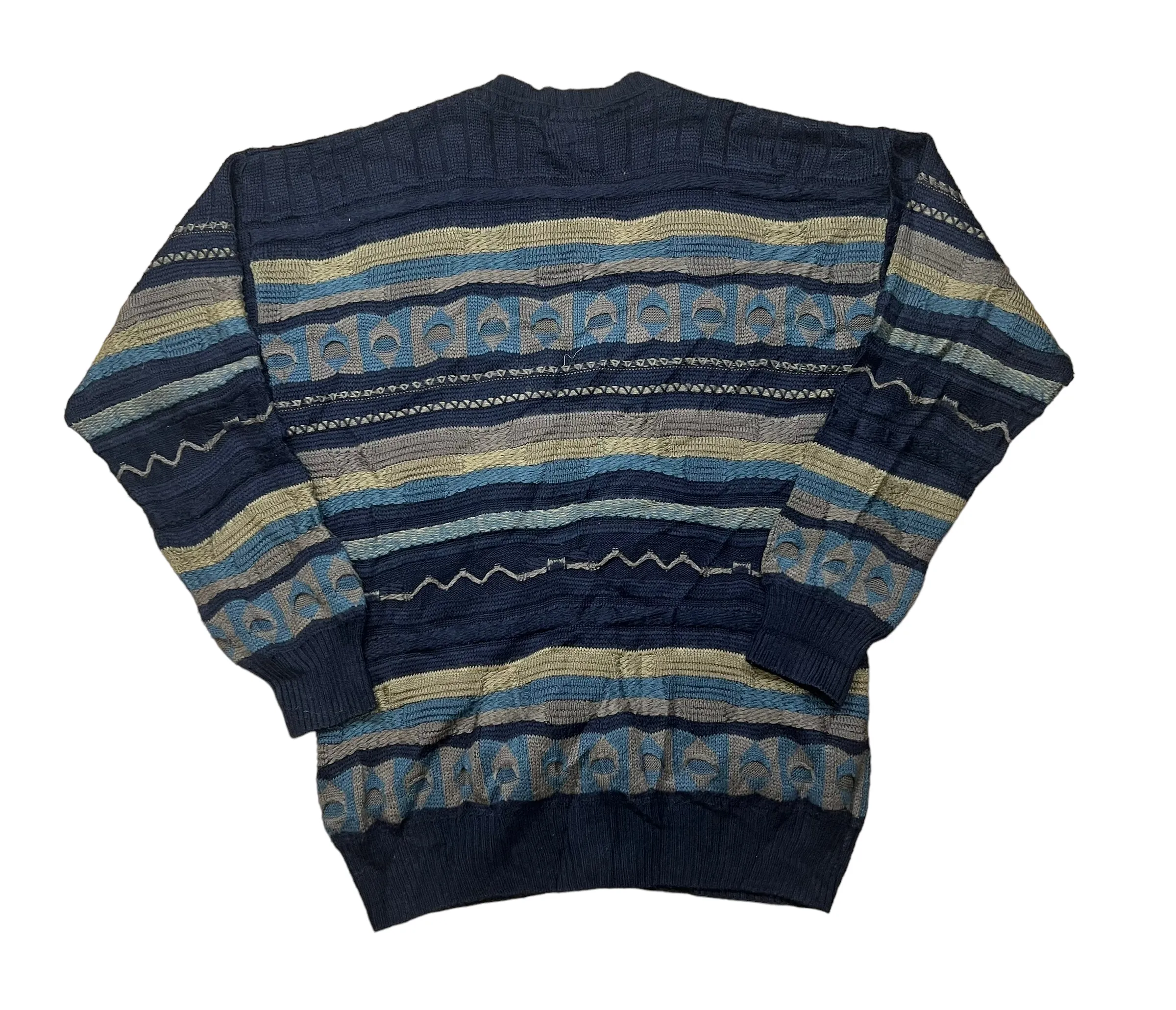 Blue Multicoloured "Coogi Style" Blue Knitted Jumper