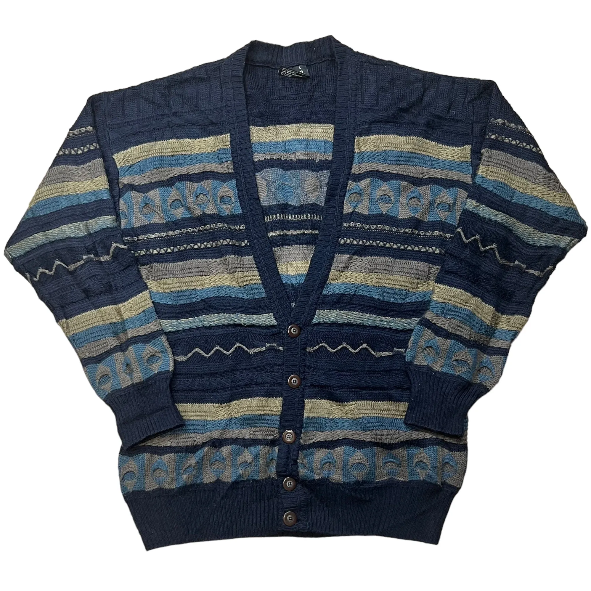 Blue Multicoloured "Coogi Style" Blue Knitted Jumper