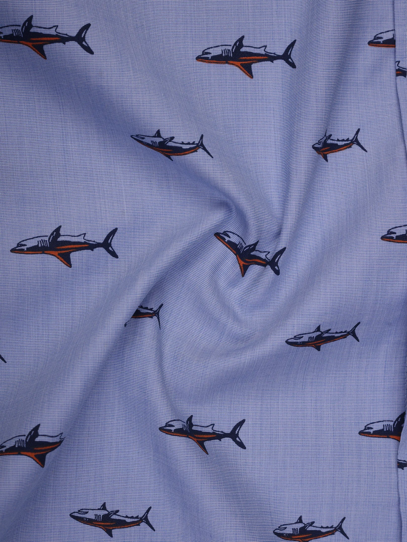 Blue Whale Print Cotton Shirt