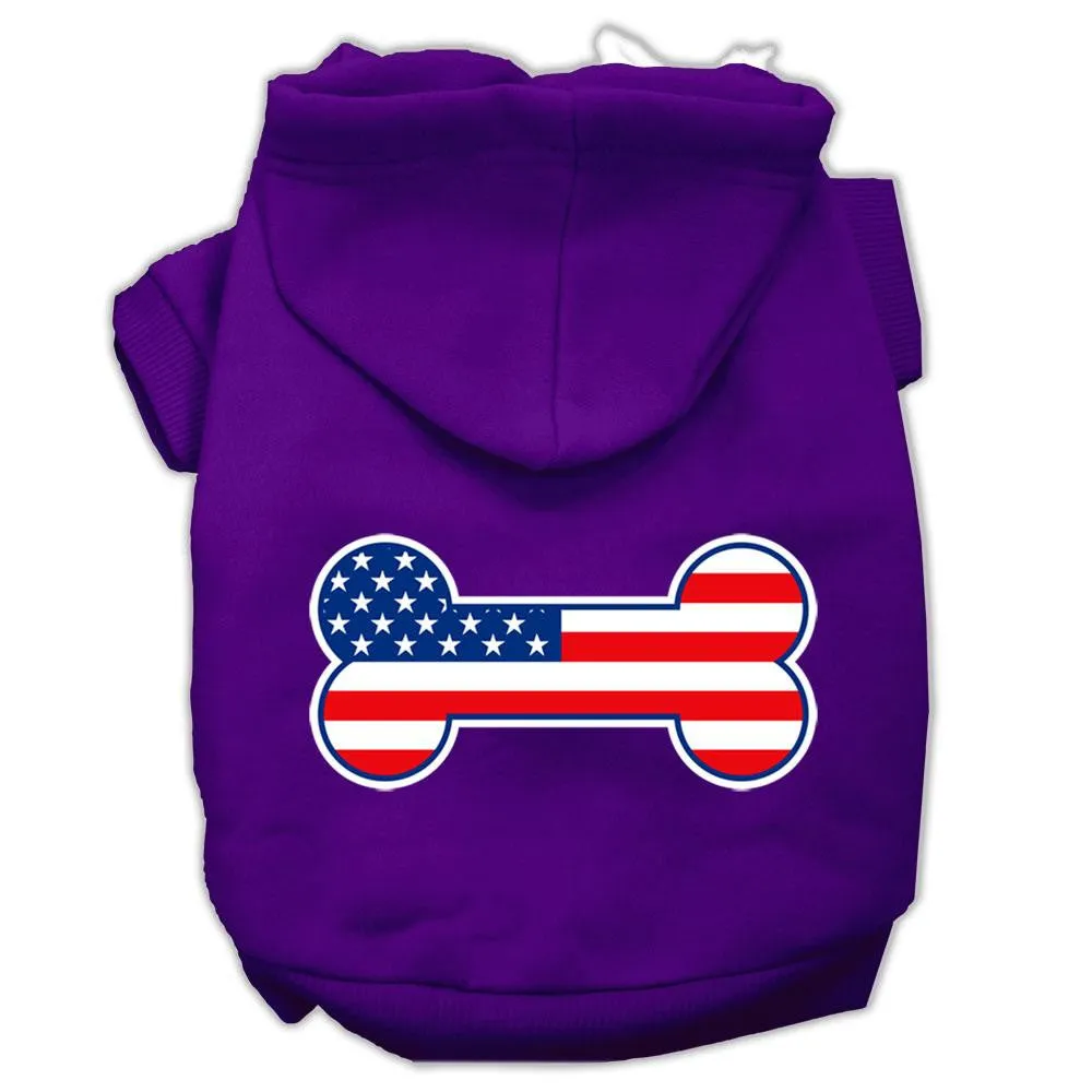 Bone Shaped American Flag Screen Print Pet Hoodies Purple Size XXXL(20)