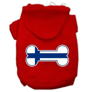 Bone Shaped Finland Flag Screen Print Pet Hoodies Red XS (8)