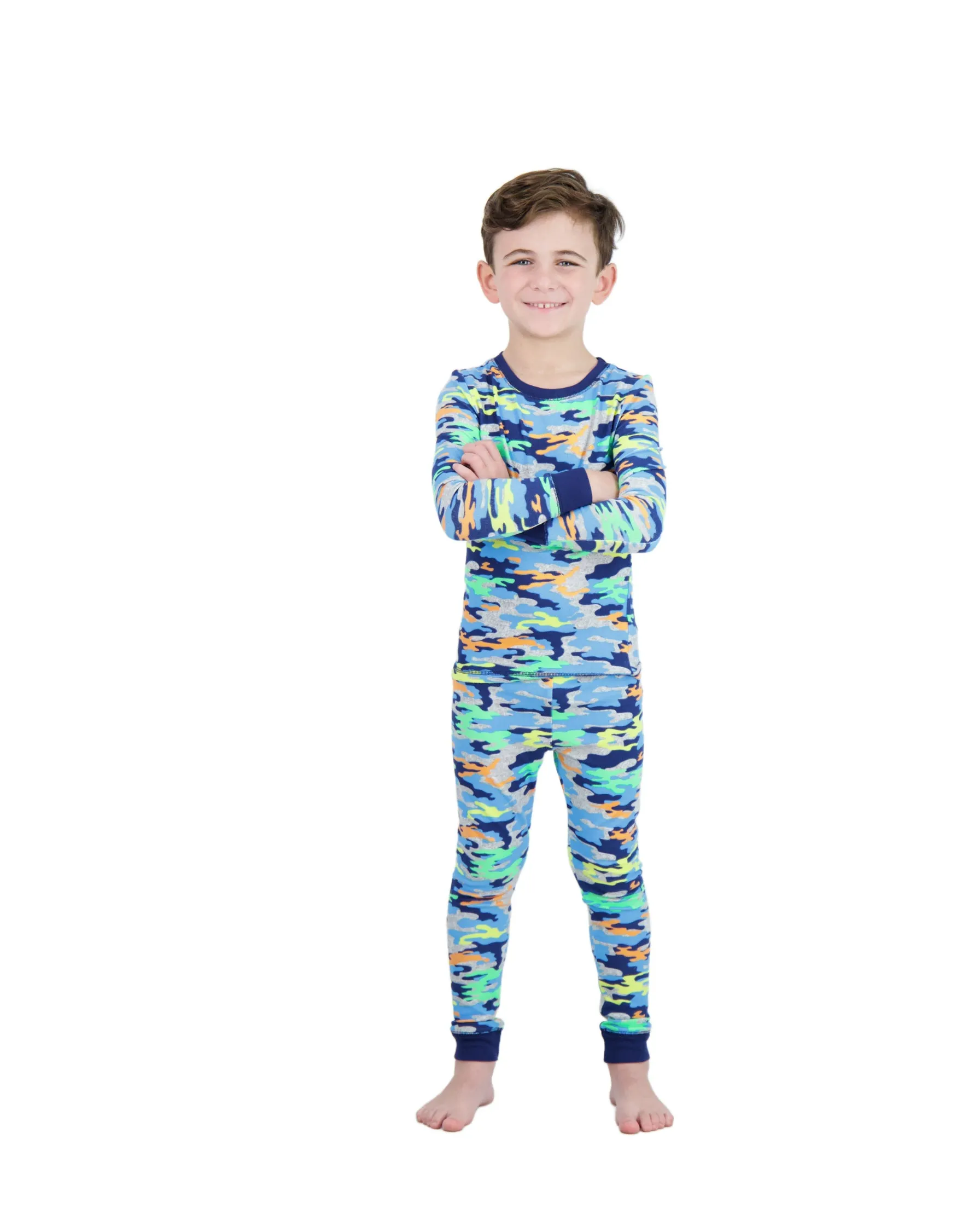 Boys 2-Piece Super Soft Jersey Snug-Fit Pajama Set- Camo, Multicolored Pajama Set for Toddlers and Boys