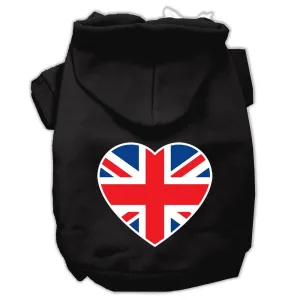 British Flag Heart Screen Print Pet Hoodies Black Size Xxxl (20)