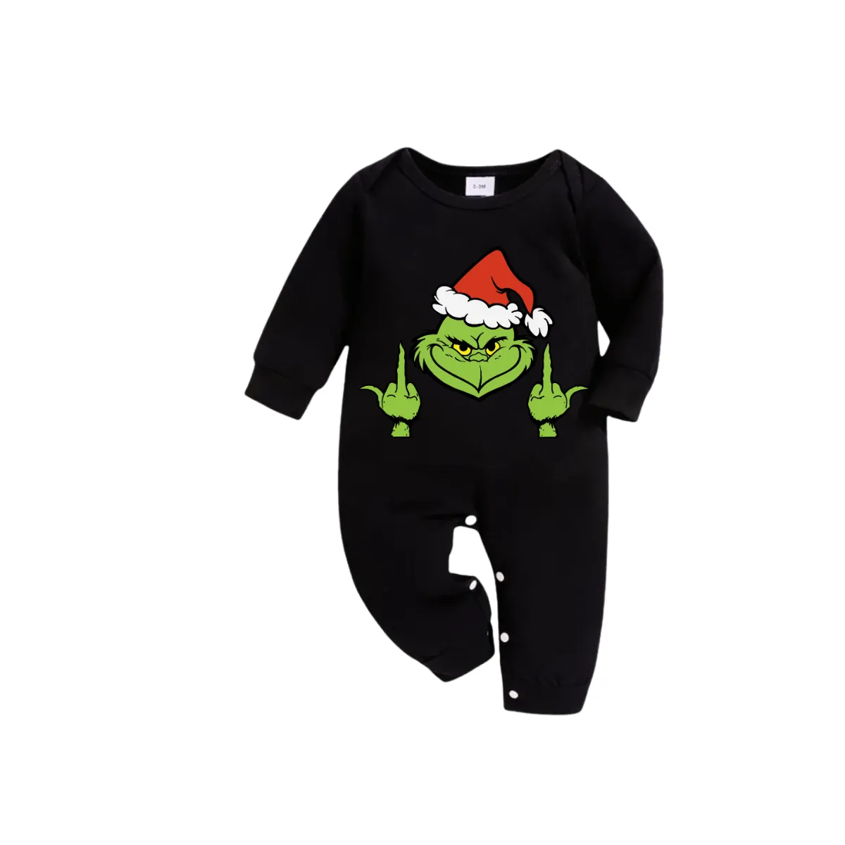 Christmas Matching Cartoon Pattern Print Black Long Sleeve Top with Blue & Black Plaid Family Matching Pajamas