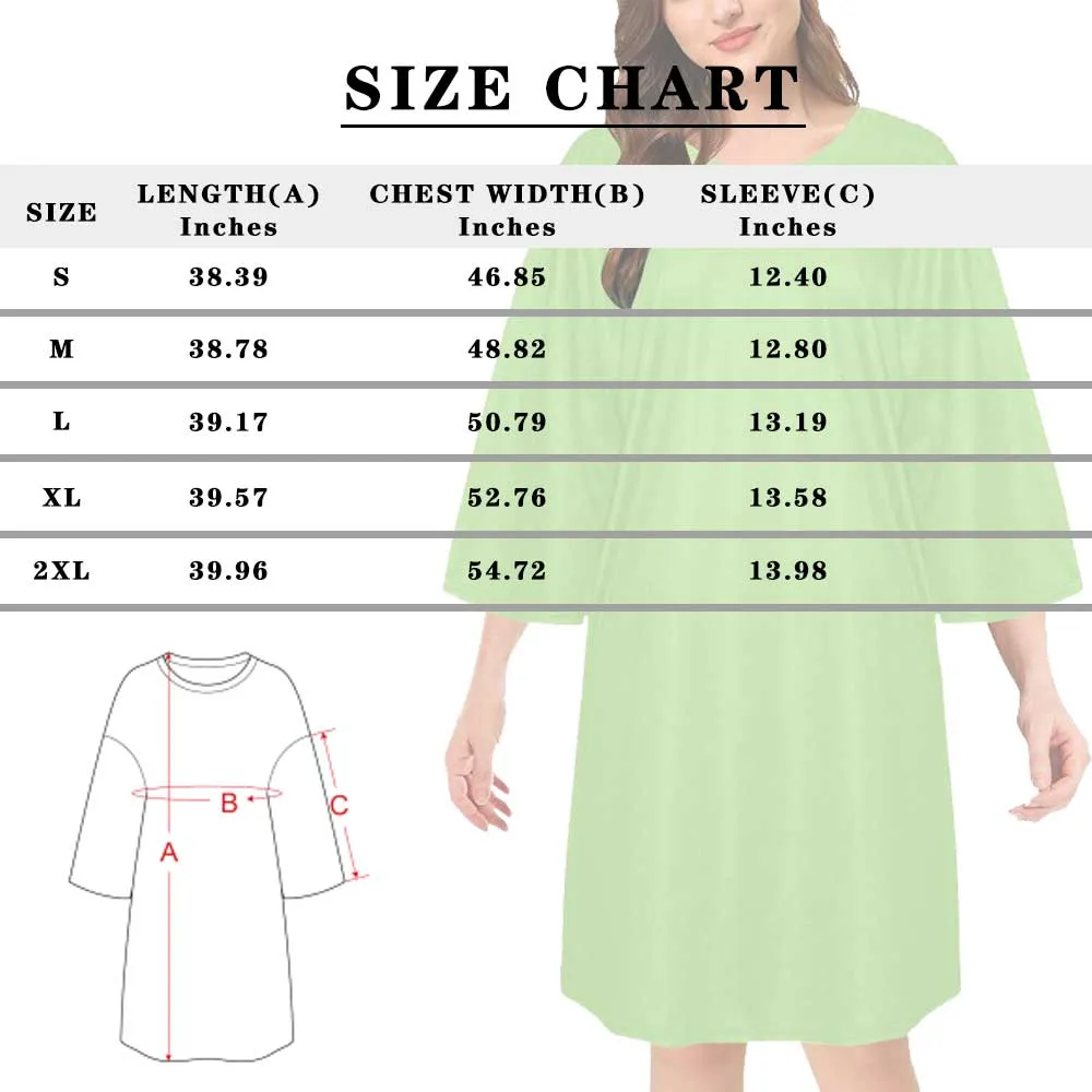 Custom Big Face Women's Oversized Sleep Tee Nightdress Personalized Loose Nightshirt