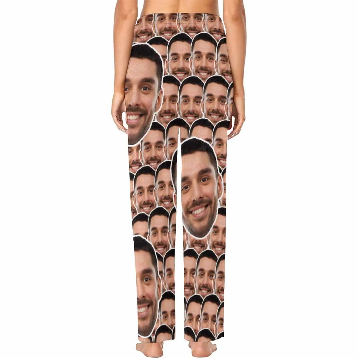 Custom Boyfriend Face Pajamas Seamless Face Sleepwear Personalized Women's Long Pajama Shirt&Pants