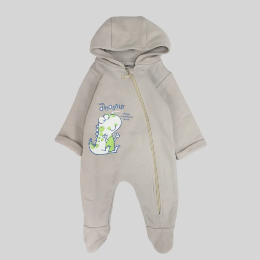 Cute Little Dino Long-Sleeved Hooded Baby Footie