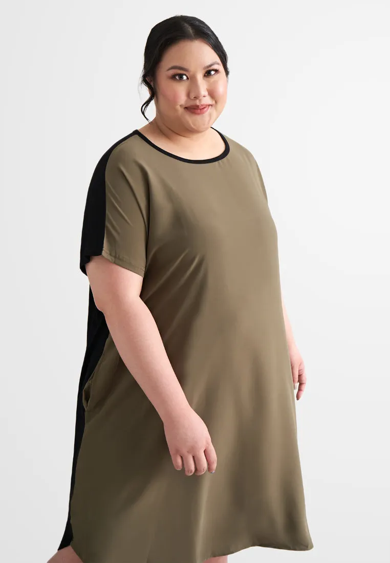 Comfortable Dency Lounge Dress for Back Stretch in Chic Army Green