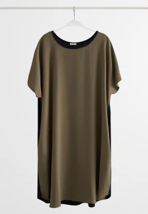 Comfortable Dency Lounge Dress for Back Stretch in Chic Army Green