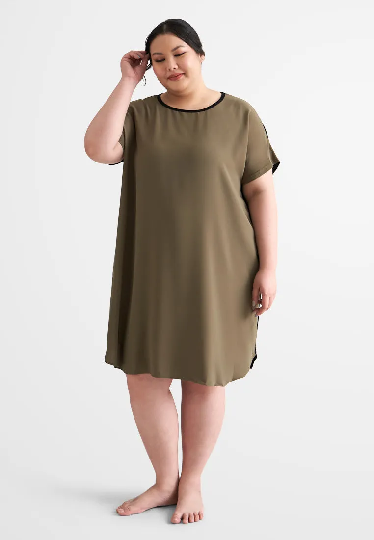 Comfortable Dency Lounge Dress for Back Stretch in Chic Army Green