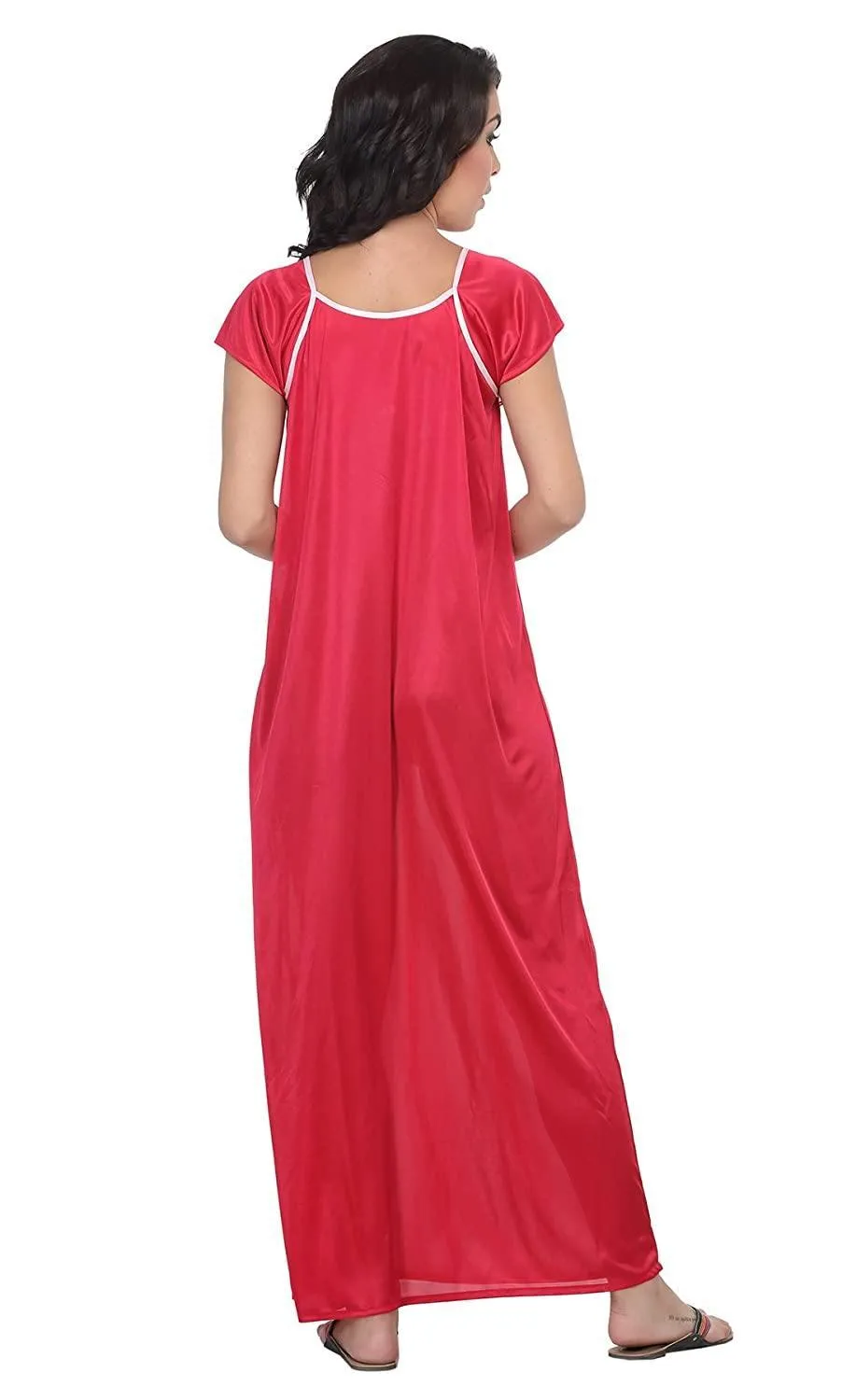 Designer mart Women's Satin Embroidery Nighty (Free Size)