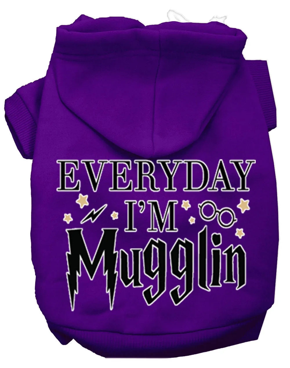 Everyday I'm Mugglin Screen Print Dog Hoodie Purple L