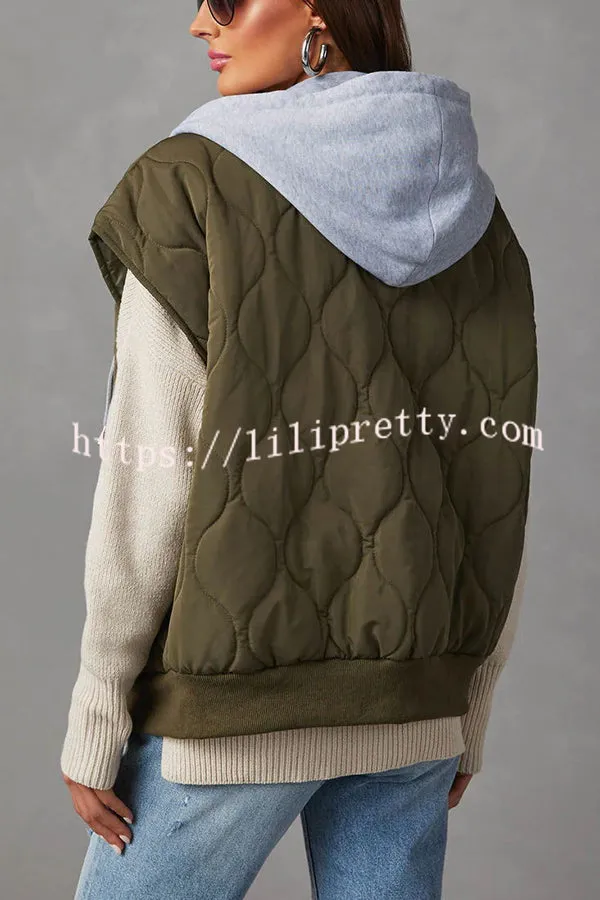 Fall and Forever Zipper Pocket Hooded Quilted Cotton Vest