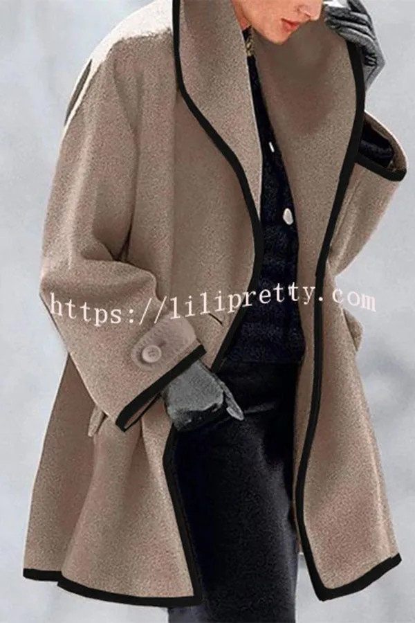 Febecool Button Down Lapel Pocket Long Sleeved Coat