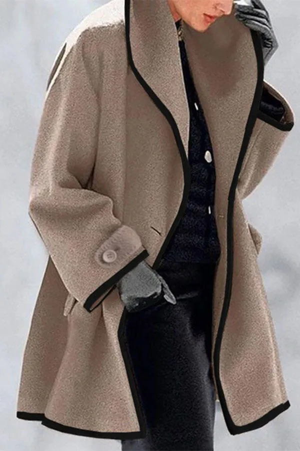 Febecool Button Down Lapel Pocket Long Sleeved Coat