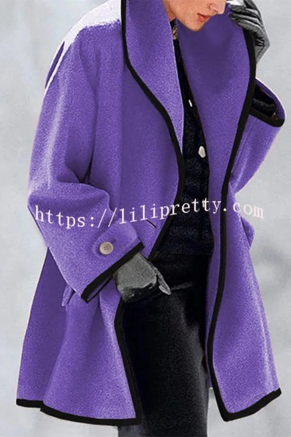 Febecool Button Down Lapel Pocket Long Sleeved Coat