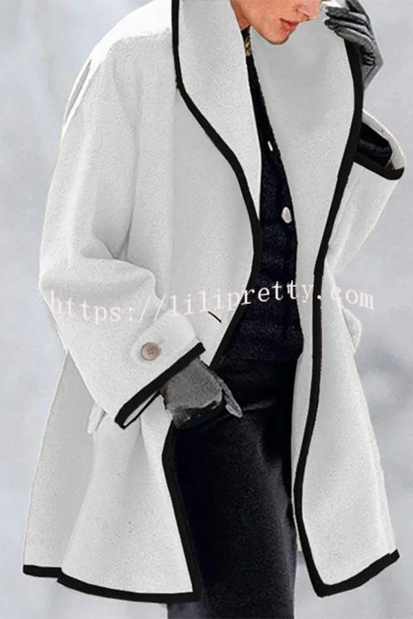 Febecool Button Down Lapel Pocket Long Sleeved Coat