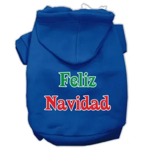 Feliz Navidad Screen Print Pet Hoodies Blue S (10)