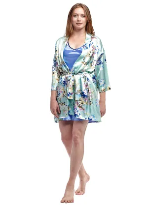 Floral Mint Satin Robe