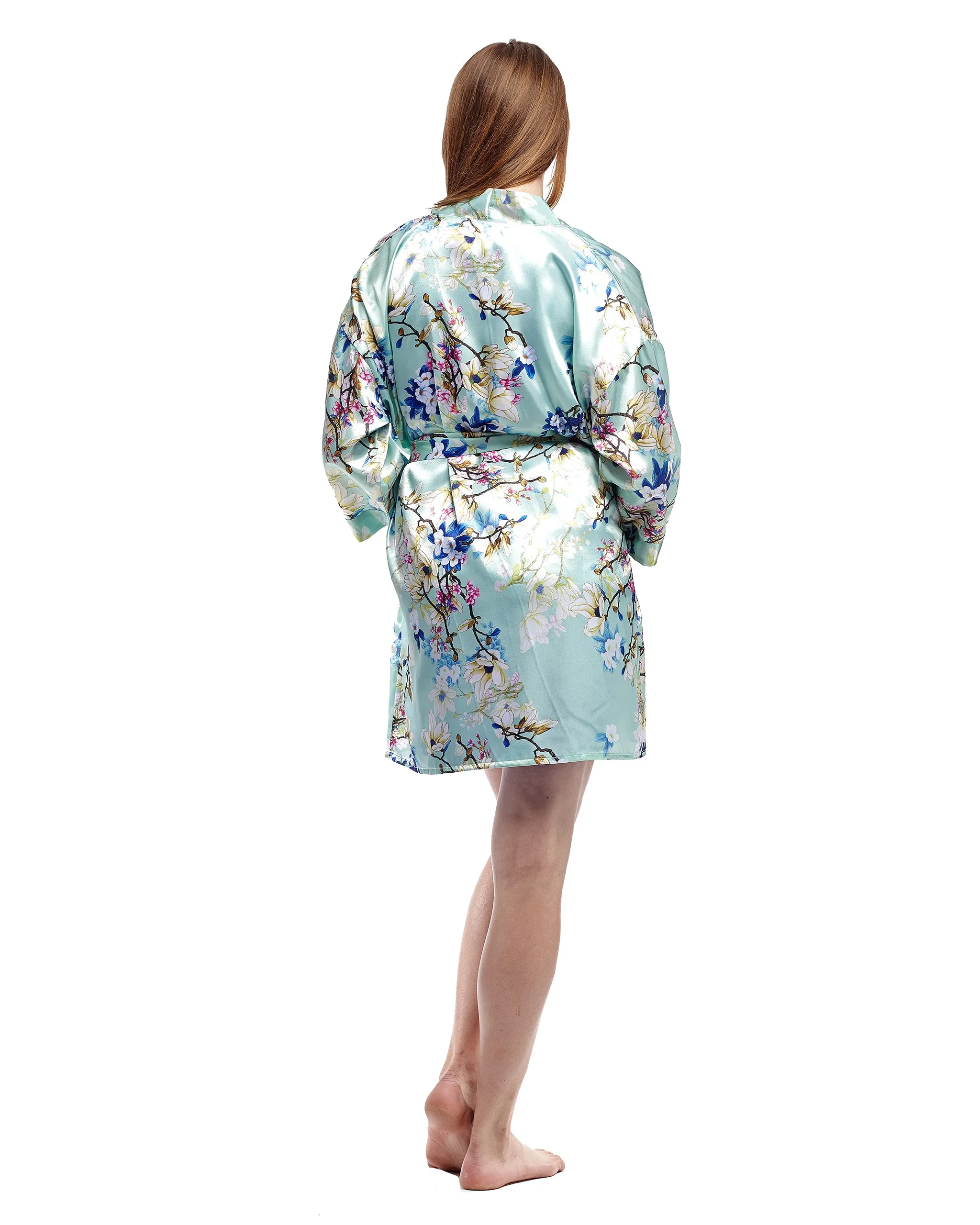 Floral Mint Satin Robe