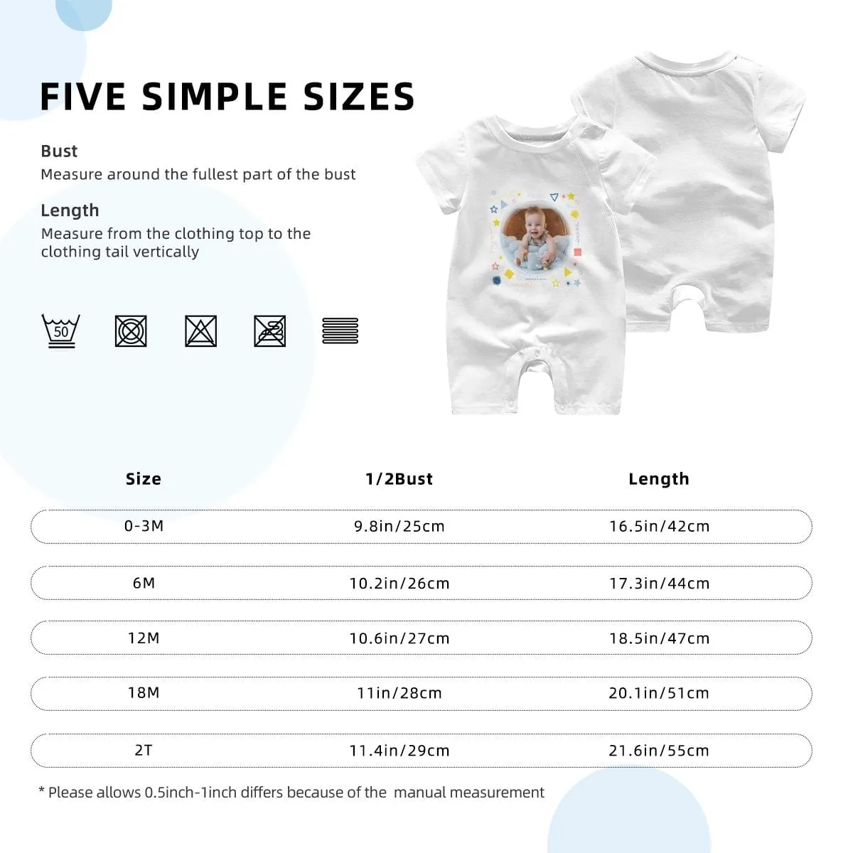 #For 0-2T-Custom Photo Baby Short Sleeve Rompers 100% Organic Cotton Jumpsuit One-piece Coverall and Layette Set