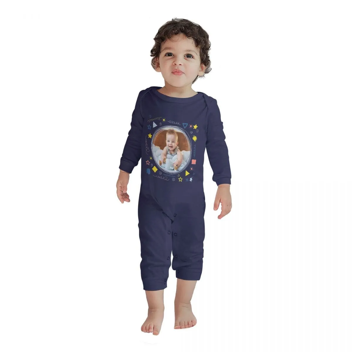 #For 6M-2T-Custom Photo Pentagram Baby Long Sleeve Rompers 100% Organic Cotton Jumpsuit One-piece Coverall and Layette Set