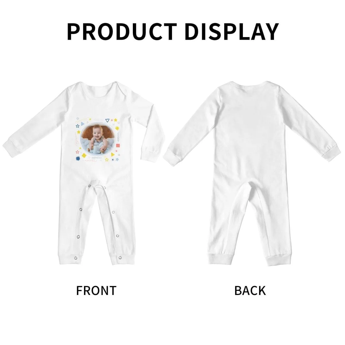 #For 6M-2T-Custom Photo Pentagram Baby Long Sleeve Rompers 100% Organic Cotton Jumpsuit One-piece Coverall and Layette Set