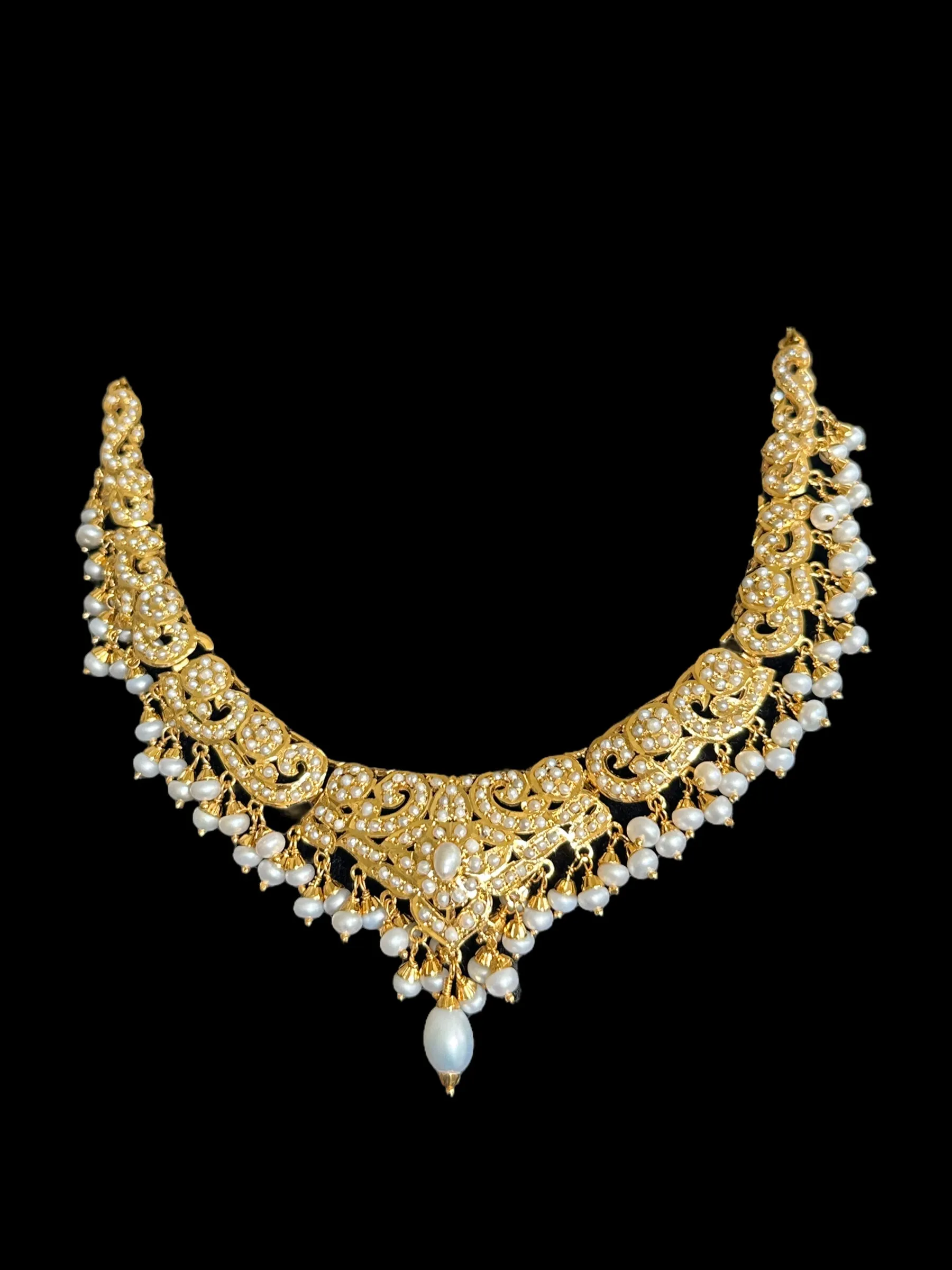 Fresh water pearl necklace set in gold plated silver ( READY TO SHIP )