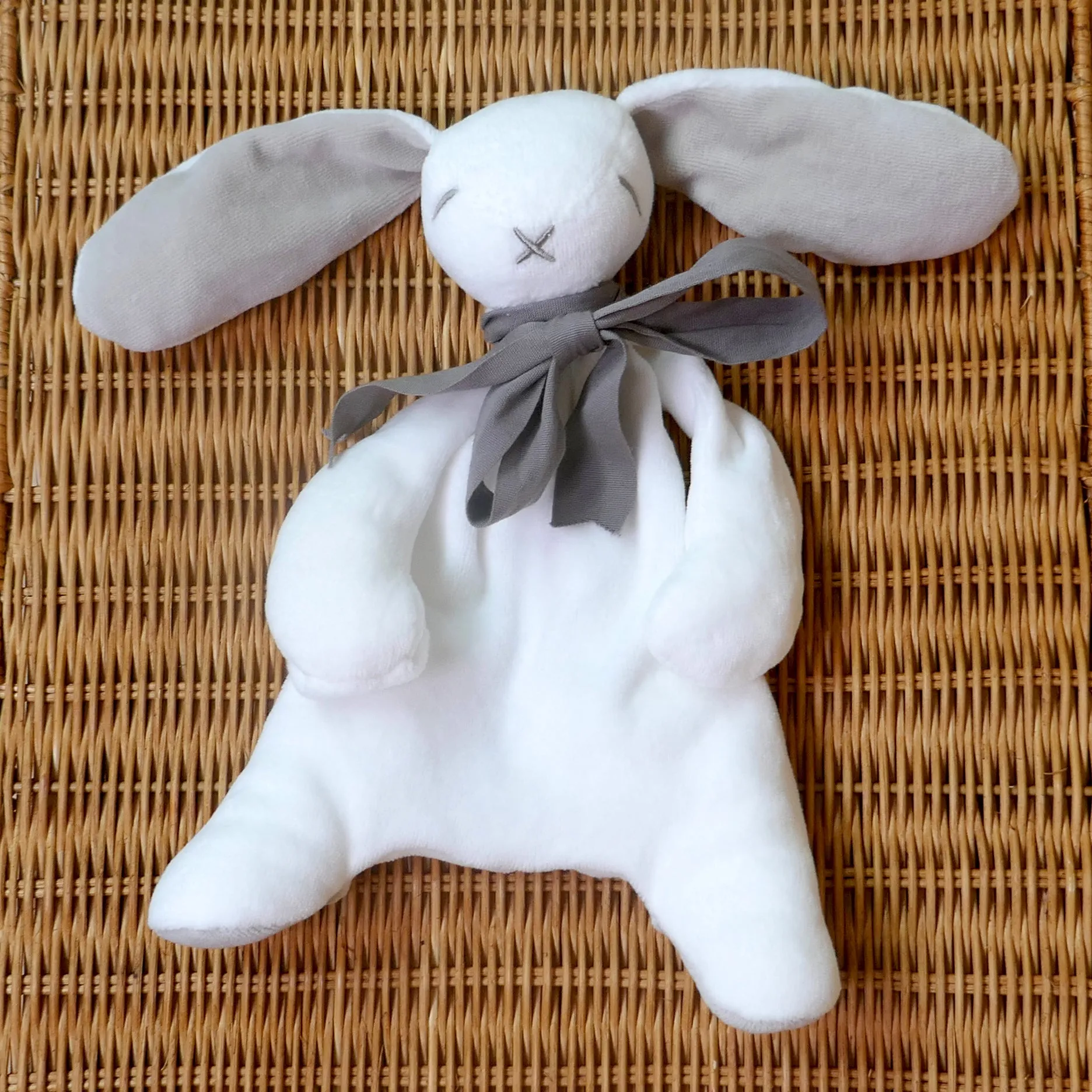 Grey Bunny Comforter Toy - Organic Cotton - Baby Gift Unboxed - 30cm