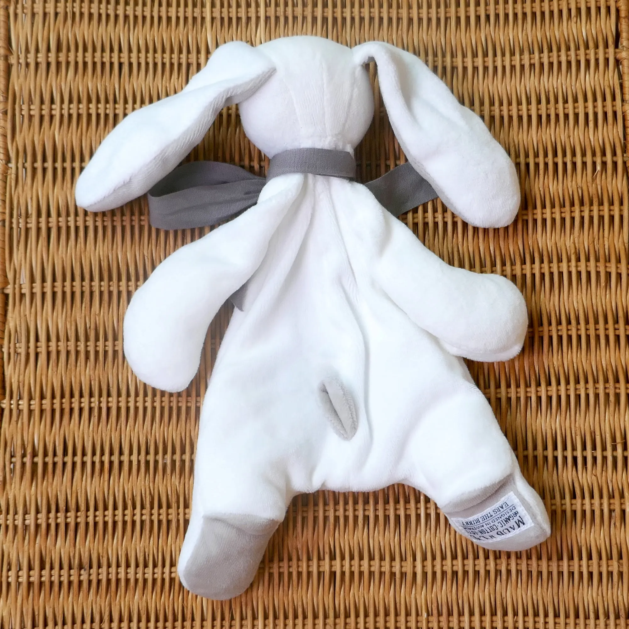 Grey Bunny Comforter Toy - Organic Cotton - Baby Gift Unboxed - 30cm