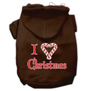 I Heart Christmas Screen Print Pet Hoodies Brown Size Med (12)