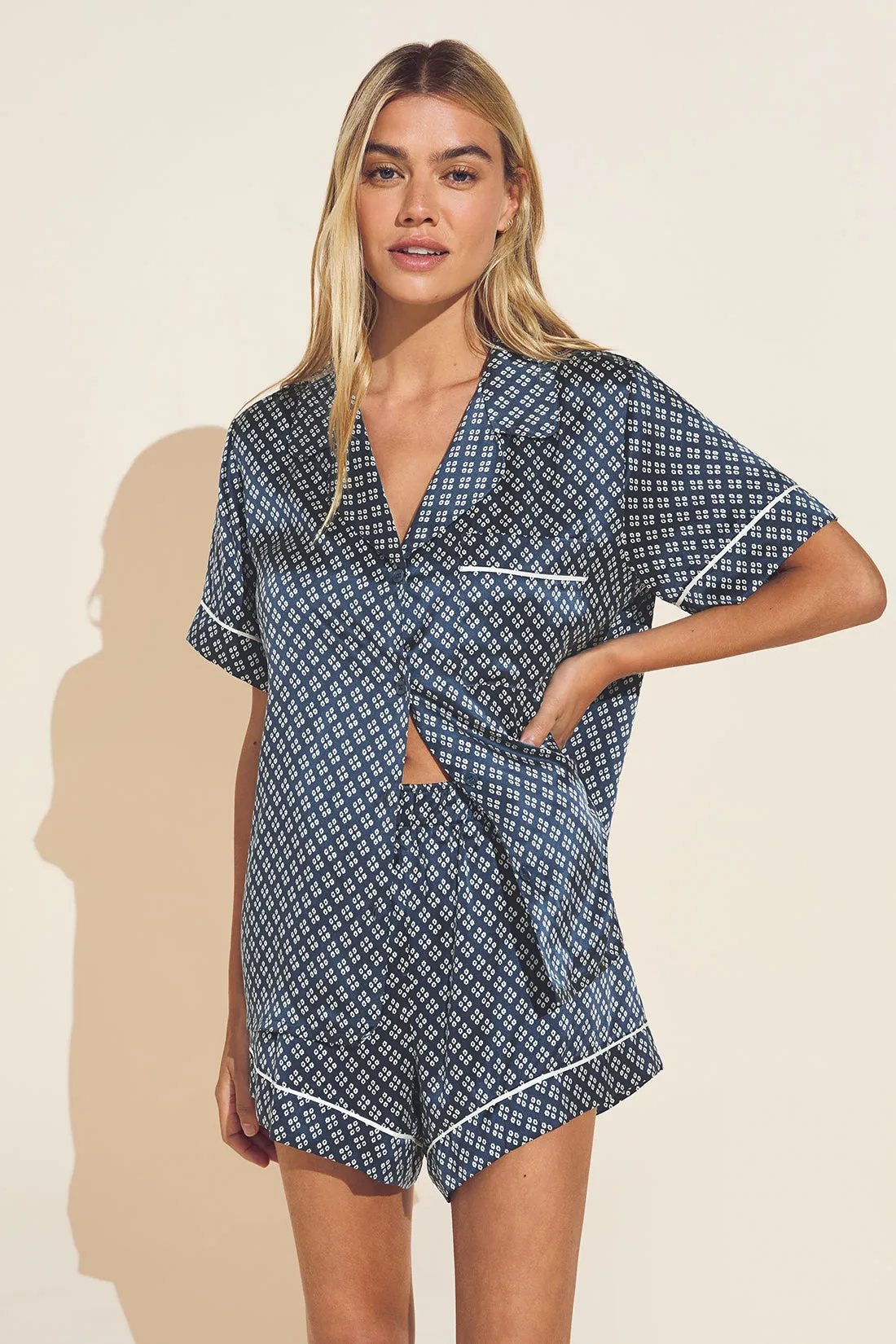 Inez Washable Silk Printed Short PJ Set