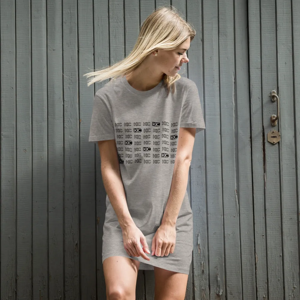 KIC Organic Cotton T-Shirt Dress in Grey or White with Echo Print