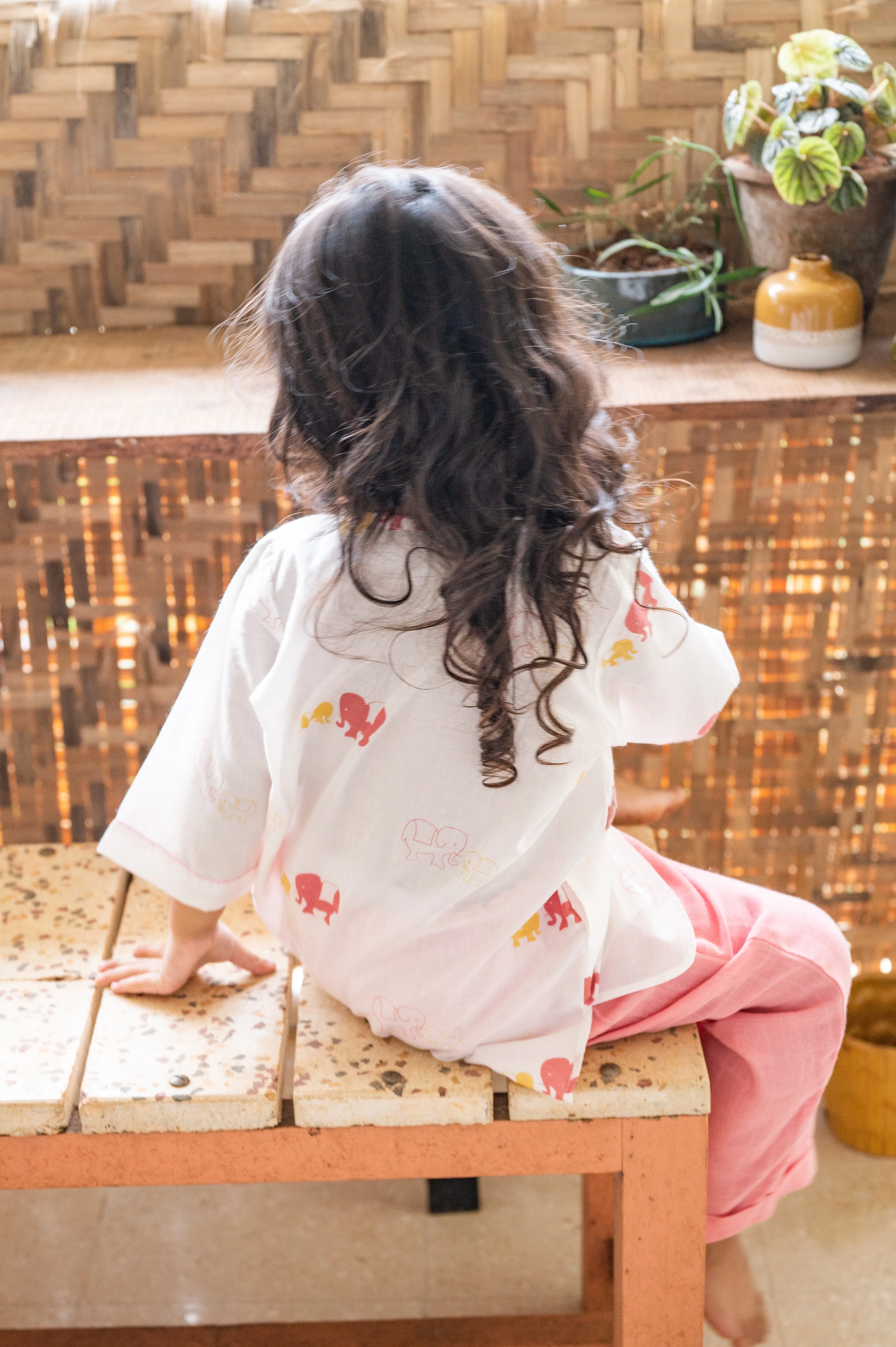 Kids Kurta Pajama Set - Colours of the Earth - Elle Pink