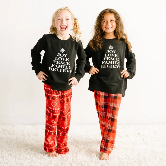 Kids’ Unisex Lounge Pants - Red Fair Isle