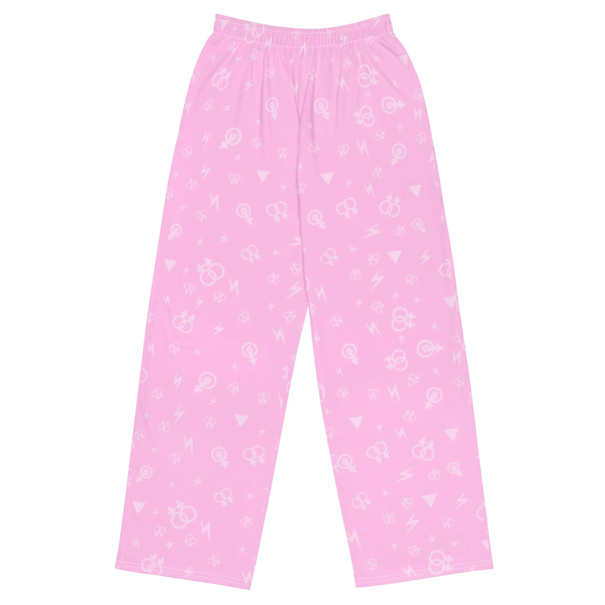 Lesbian Symbols on Pink Wide Leg Pants/Trousers