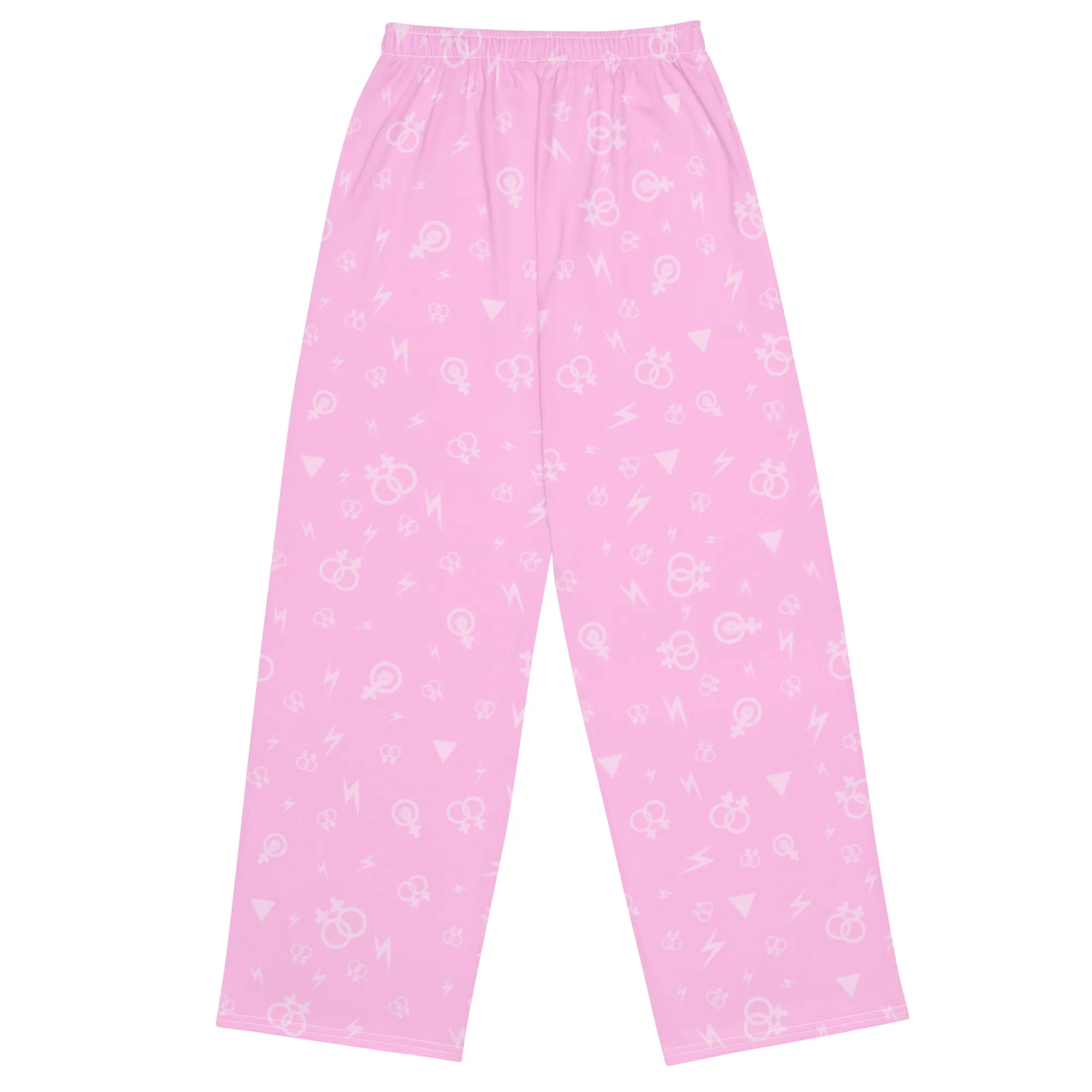 Lesbian Symbols on Pink Wide Leg Pants/Trousers